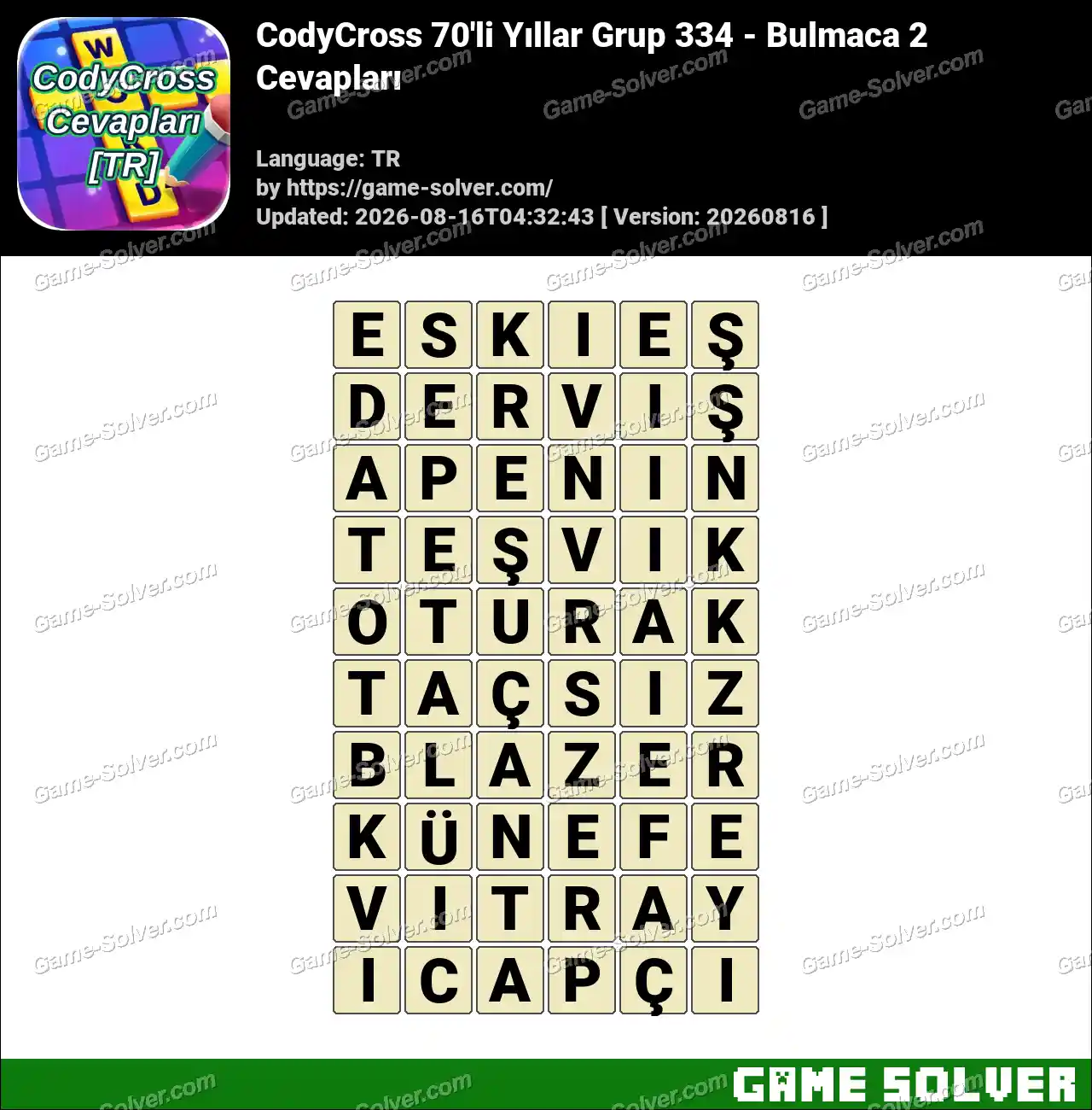 CodyCross 70’li Yıllar Grup 334 – Bulmaca 2 Cevapları